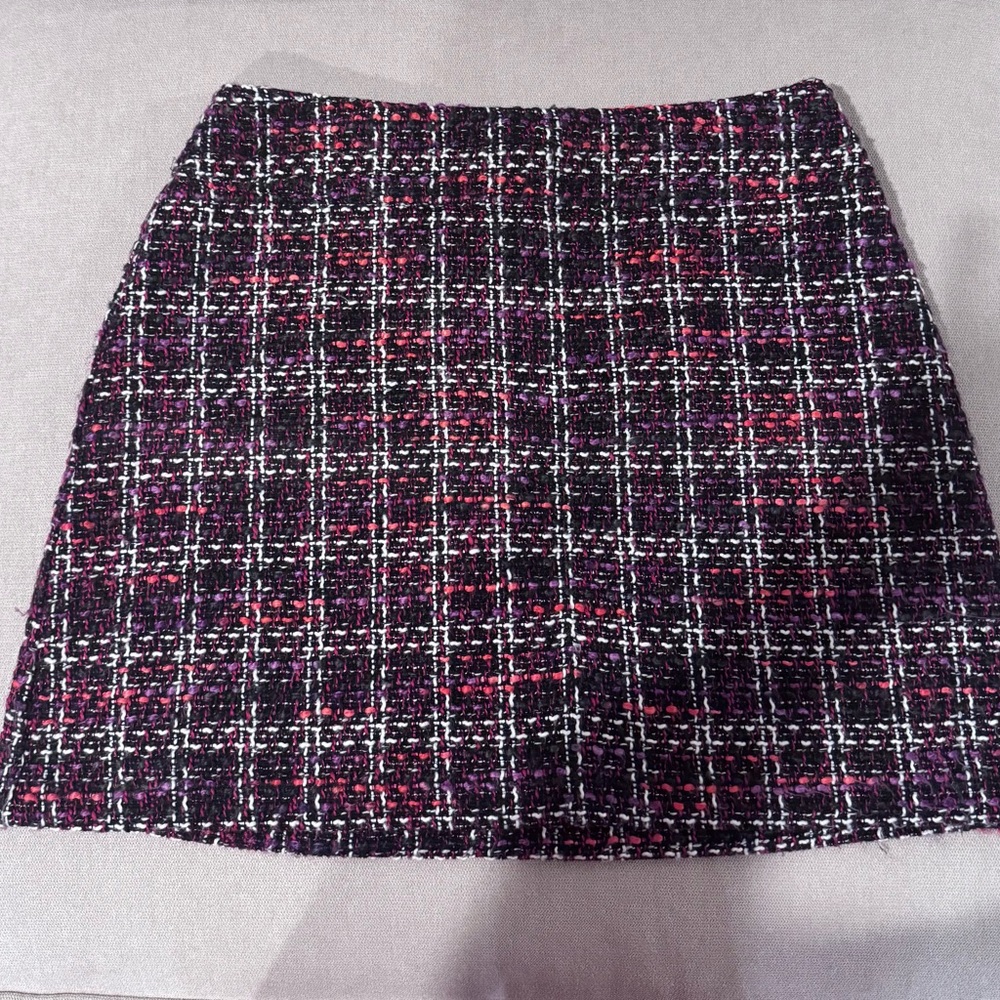 Maison Jules Tweed Mini Skirt - Black and Pink